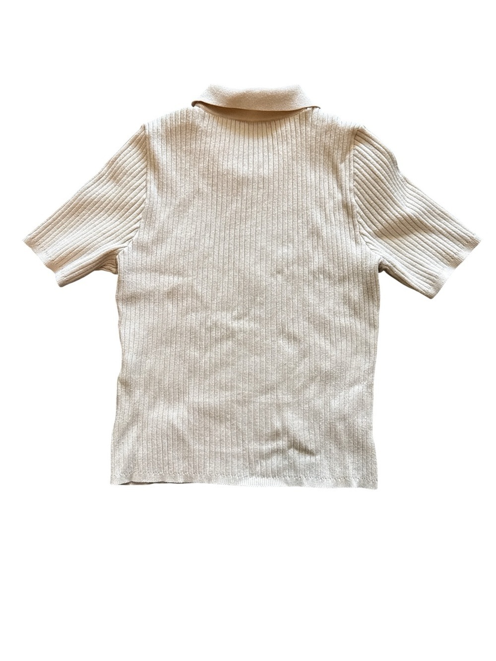 Avec Les Filles Cream Ribbed Polo Knit Top - Picture 2 of 4